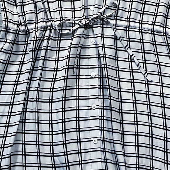 Joie Soft Womens Top size M Black White Plaid Tunic Mini Dress Drawstring Waist - Picture 7 of 10